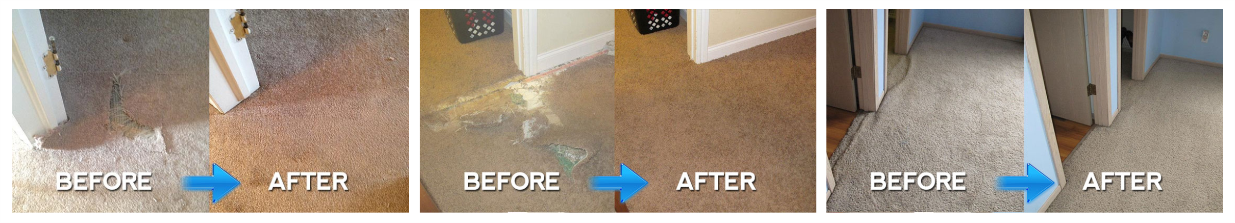 Before and after carpet repair magic