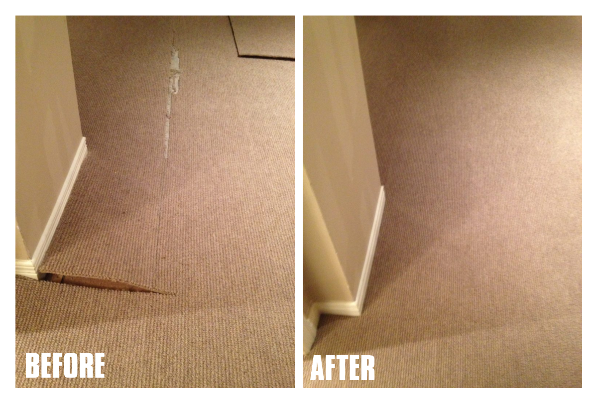 repaired seam damaged carpet