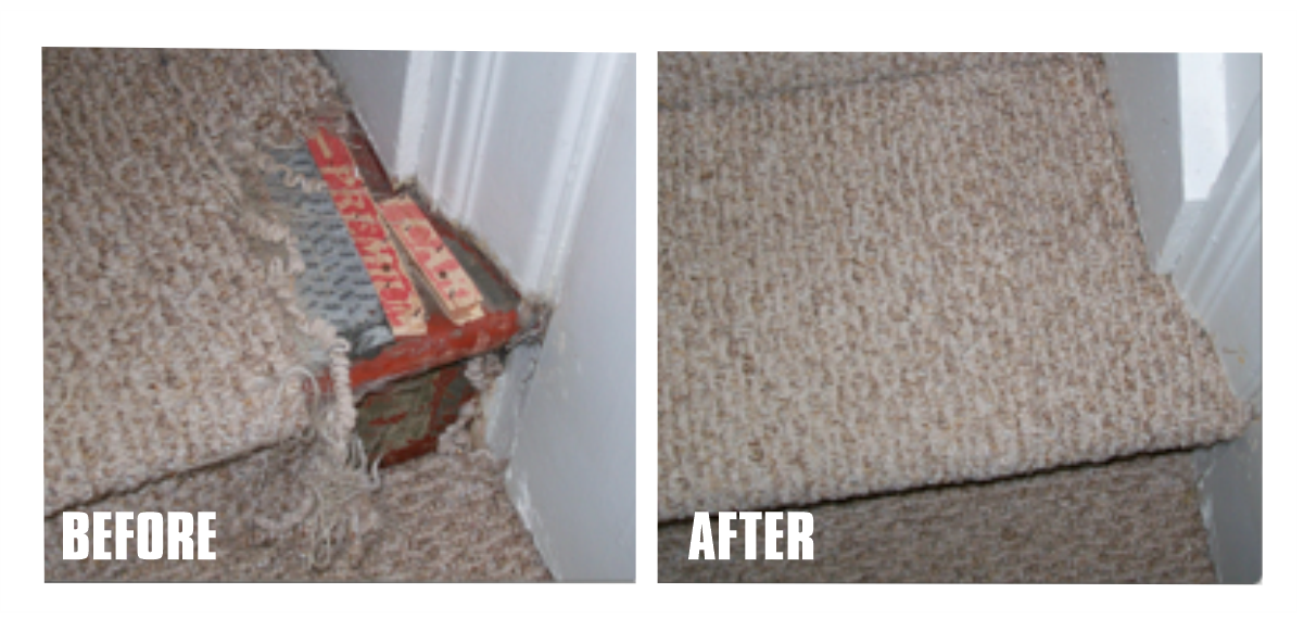 repaired carpet stairs